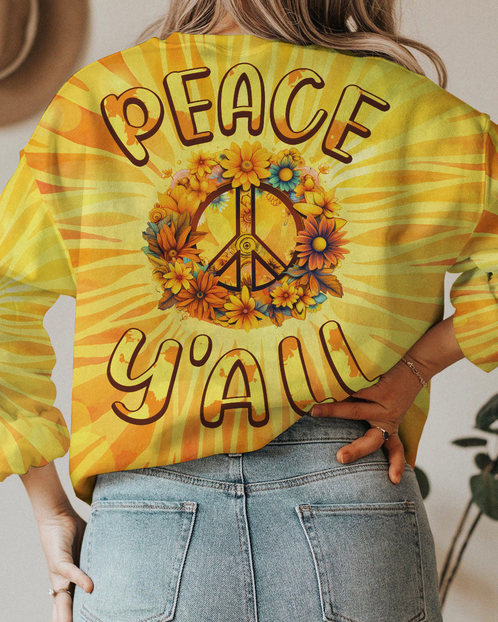 PEACE Y'ALL SUNFLOWERS TIE DYE ALL OVER PRINT - TY3006231