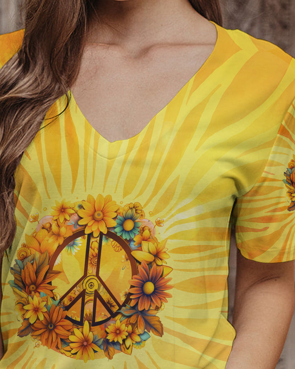 PEACE Y'ALL SUNFLOWERS TIE DYE ALL OVER PRINT - TY3006231