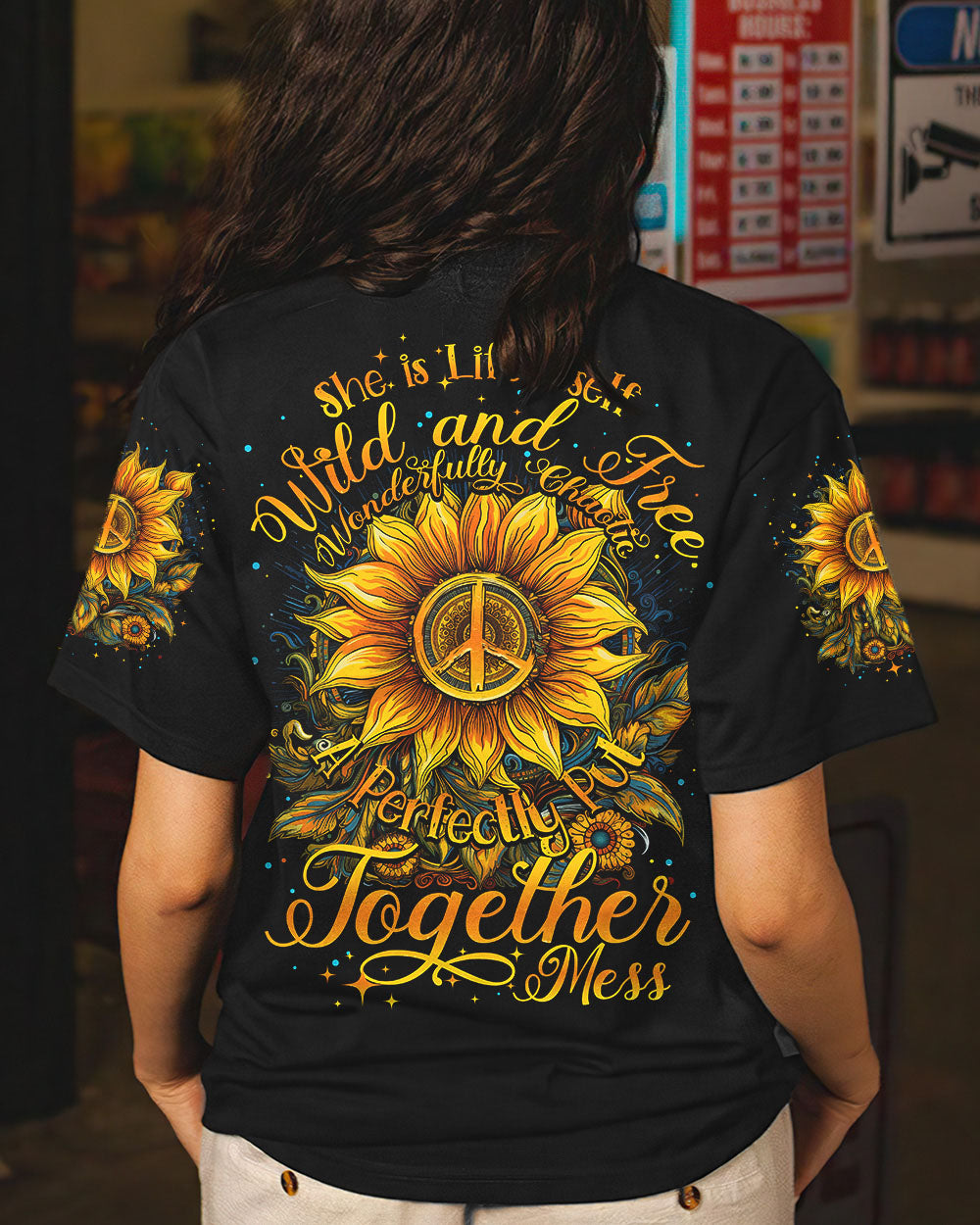 SHE IS LIFE ITSELF SUNFLOWER ALL OVER PRINT - TY3006235