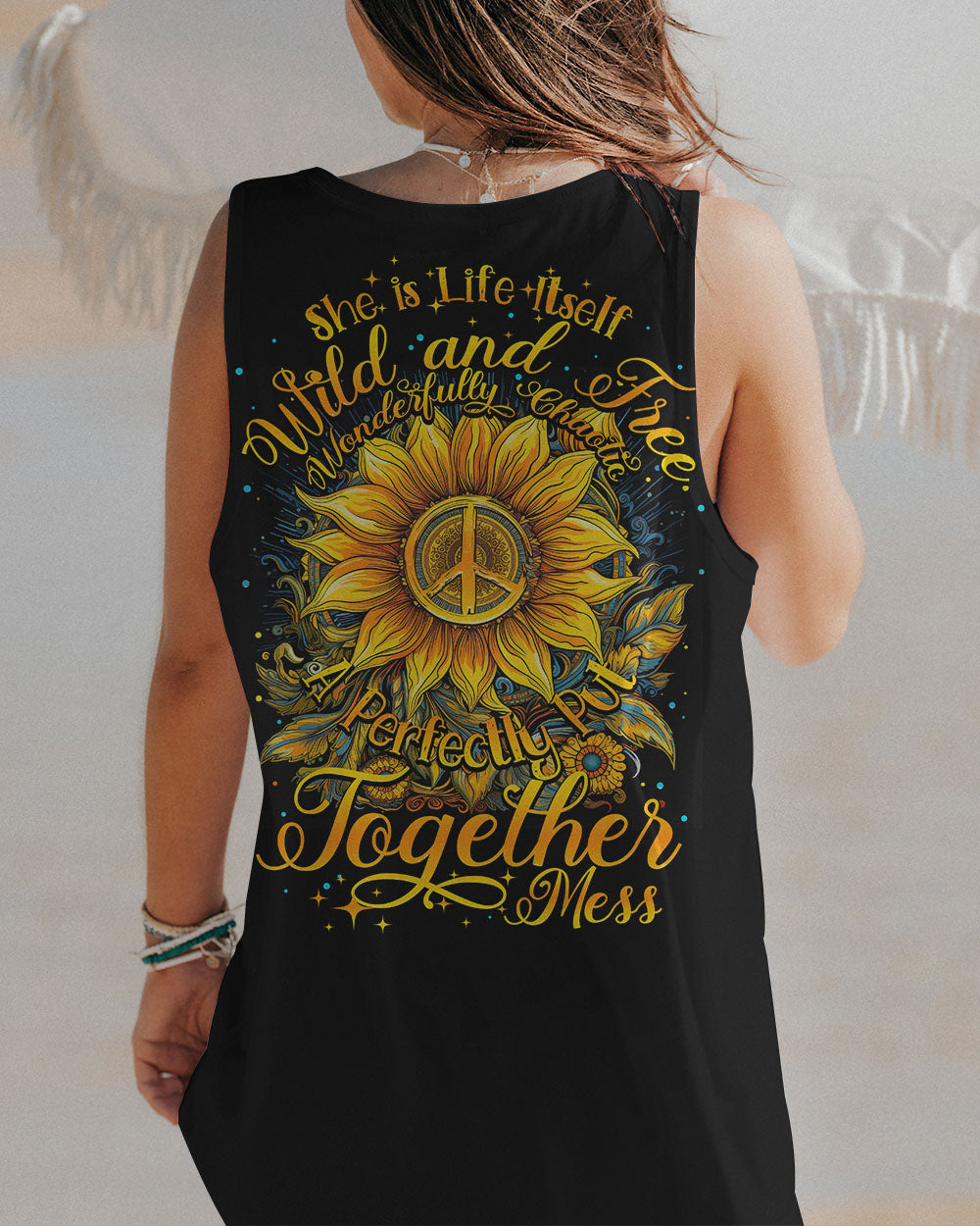 SHE IS LIFE ITSELF SUNFLOWER ALL OVER PRINT - TY3006235