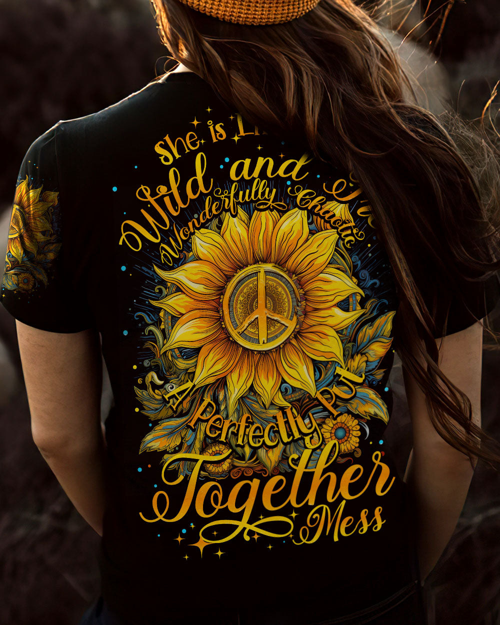 SHE IS LIFE ITSELF SUNFLOWER ALL OVER PRINT - TY3006235