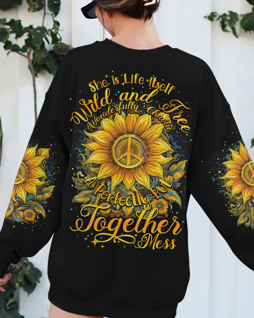 SHE IS LIFE ITSELF SUNFLOWER ALL OVER PRINT - TY3006235