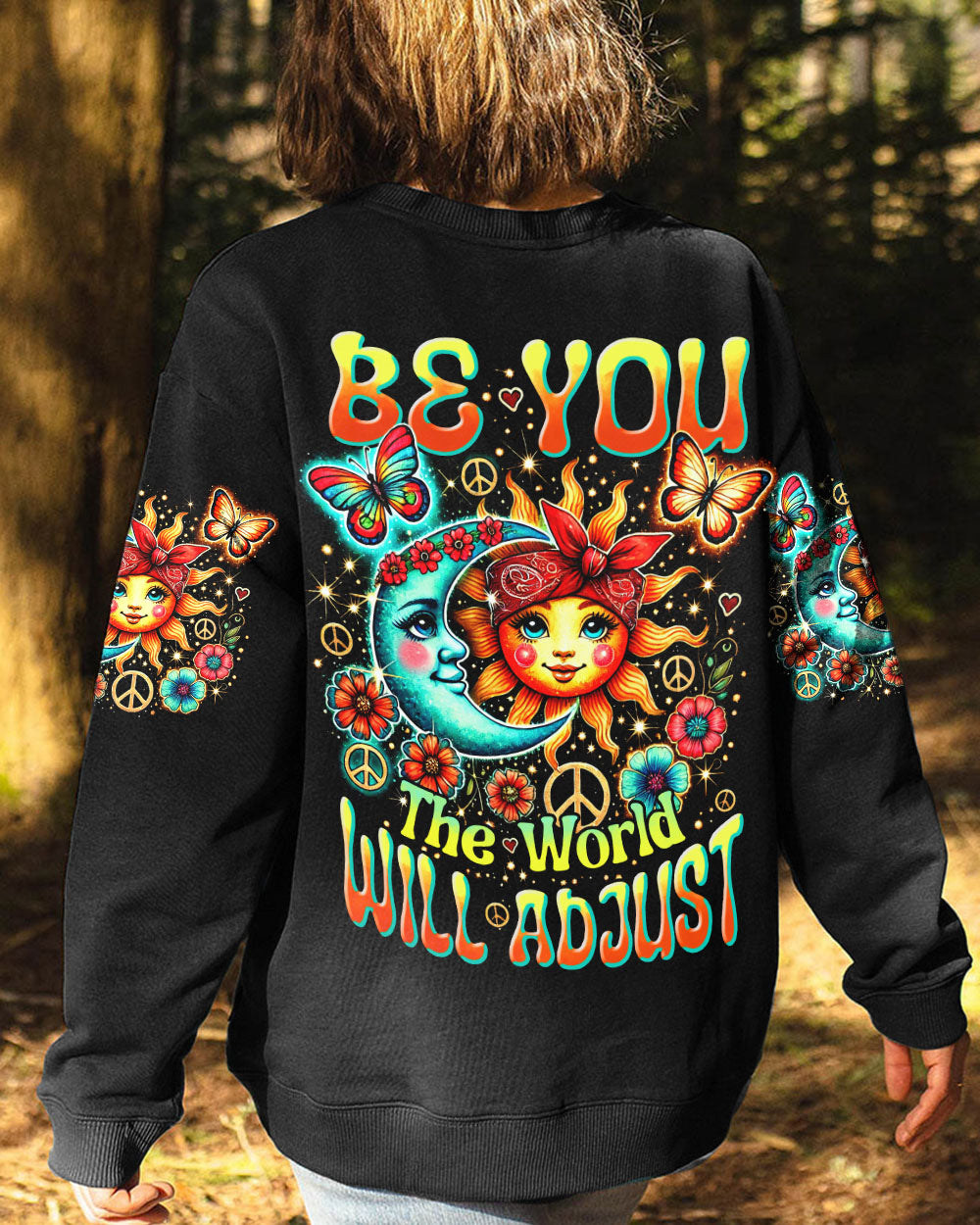 BE YOU THE WORLD WILL ADJUST SUN AND MOON HIPPIE ALL OVER PRINT - TYHI0107242