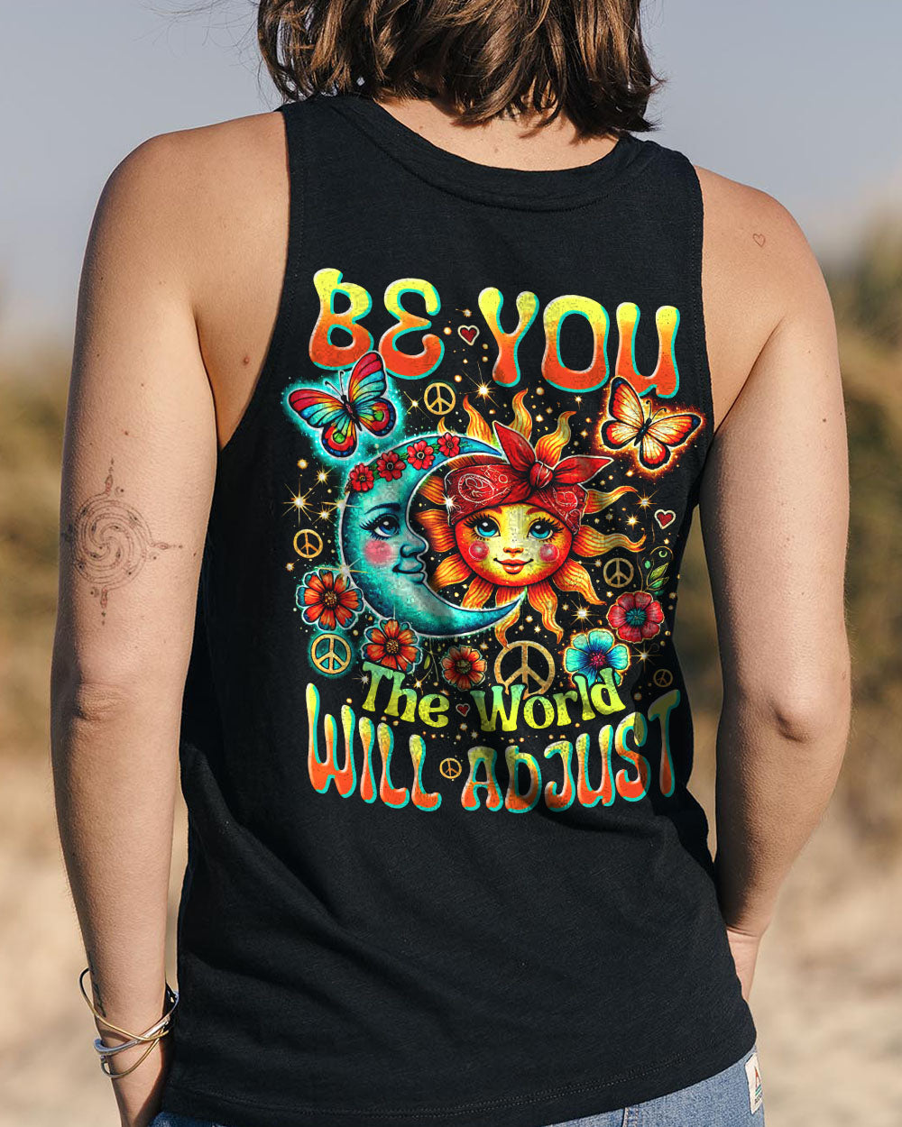 BE YOU THE WORLD WILL ADJUST SUN AND MOON HIPPIE ALL OVER PRINT - TYHI0107242