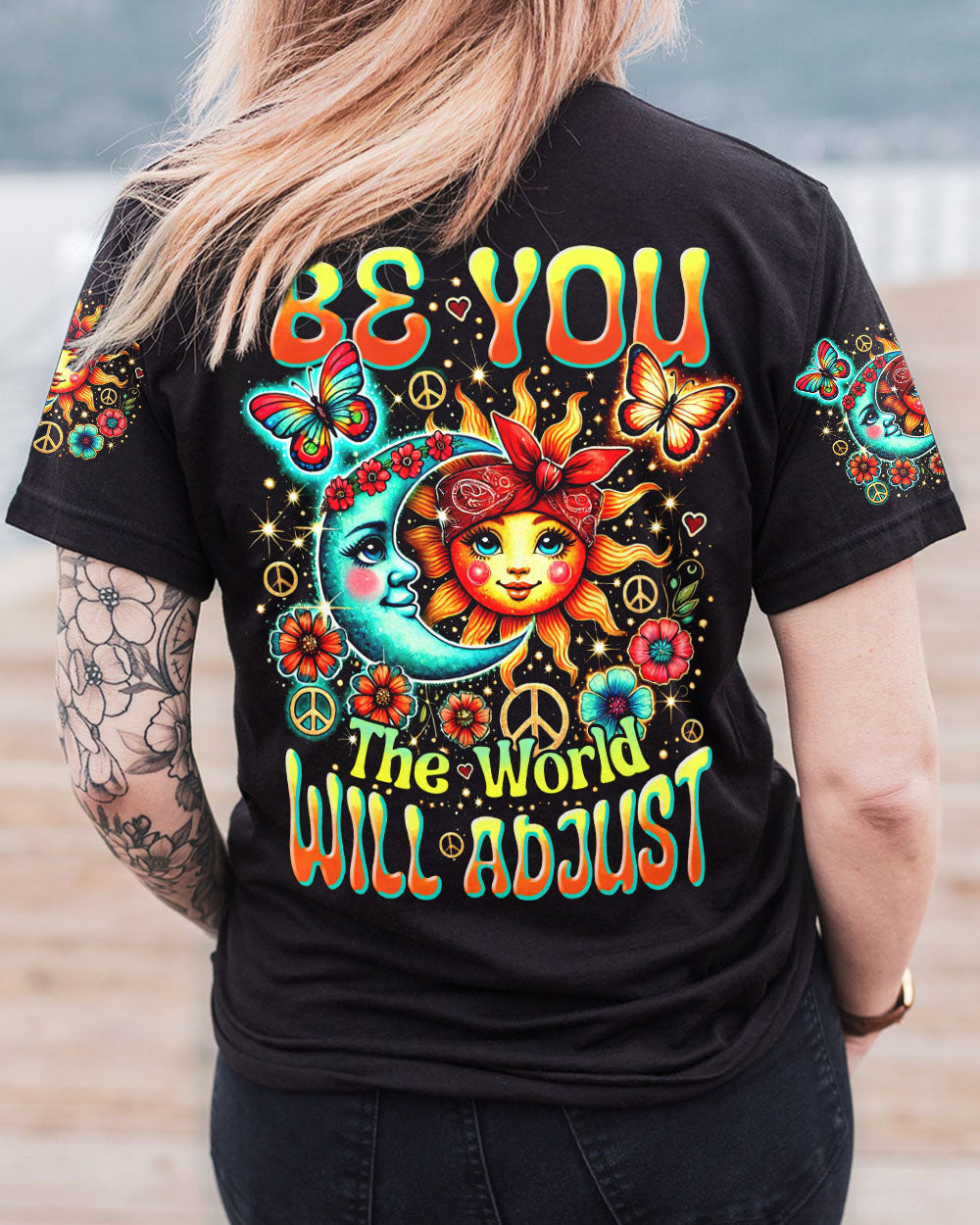 BE YOU THE WORLD WILL ADJUST SUN AND MOON HIPPIE ALL OVER PRINT - TYHI0107242