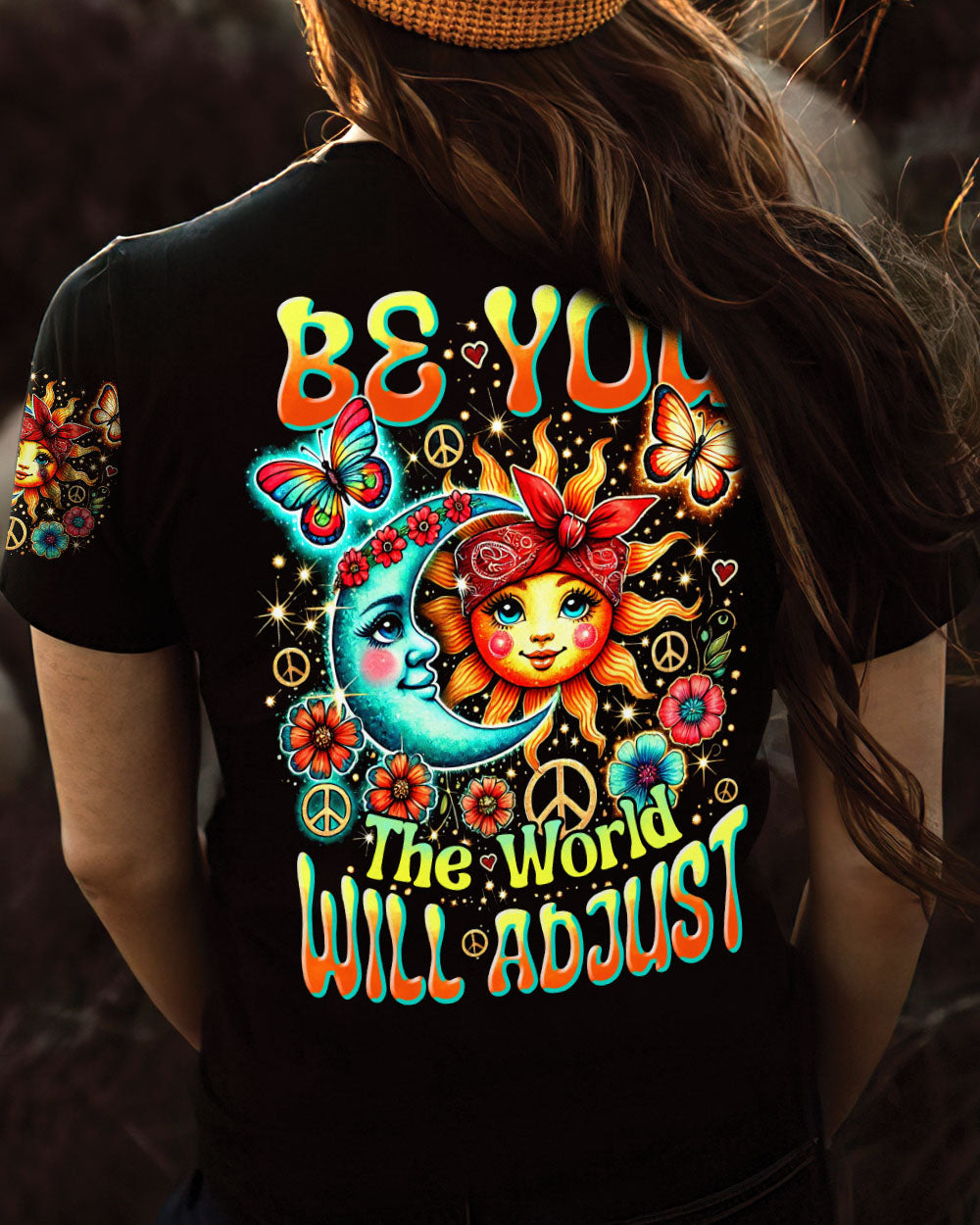 BE YOU THE WORLD WILL ADJUST SUN AND MOON HIPPIE ALL OVER PRINT - TYHI0107242
