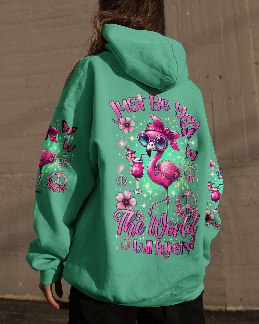 JUST BE YOU THE WORLD WILL ADJUST FLAMINGO ALL OVER PRINT - TYHI2006242