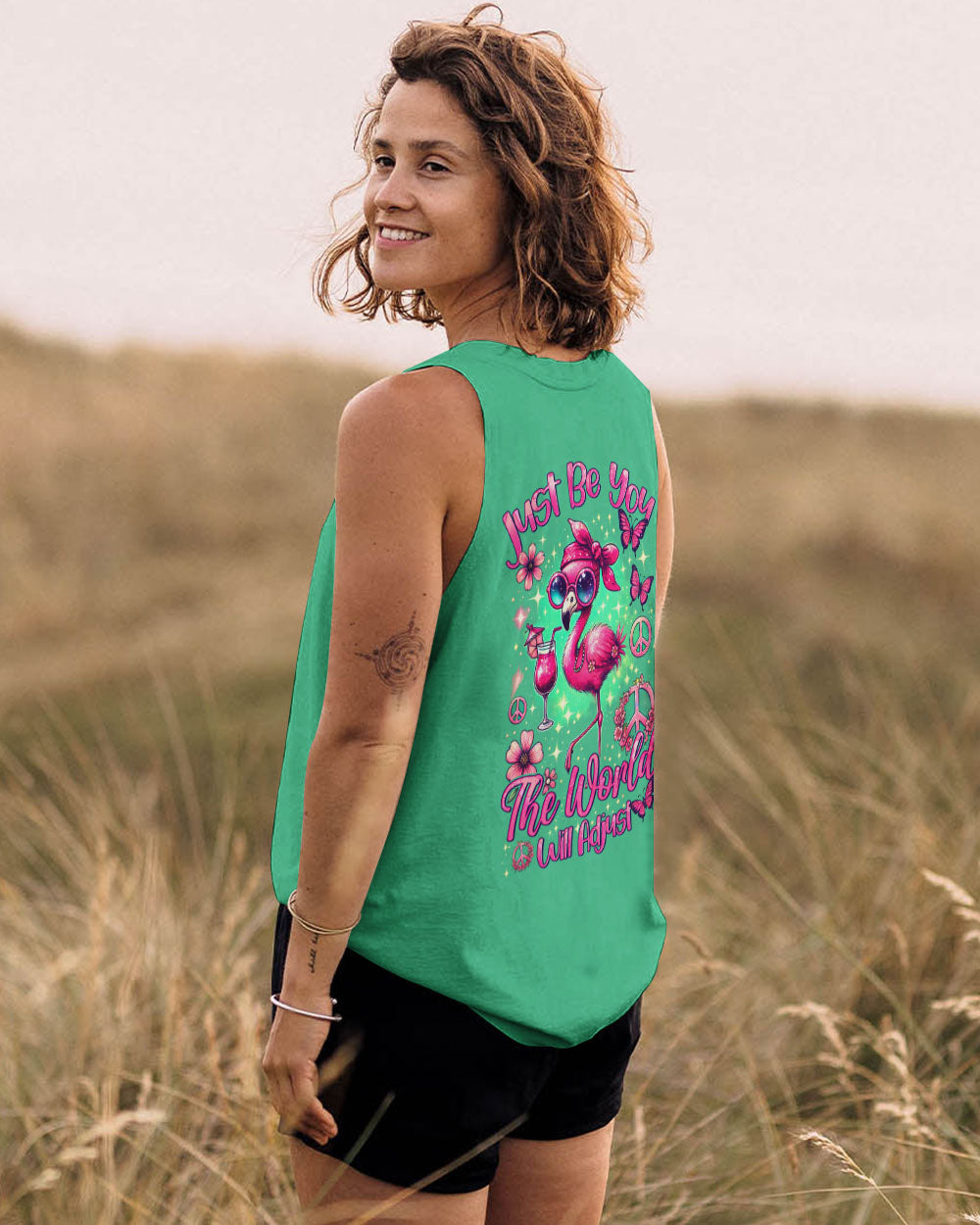 JUST BE YOU THE WORLD WILL ADJUST FLAMINGO ALL OVER PRINT - TYHI2006242