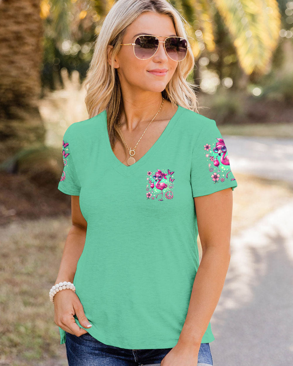 JUST BE YOU THE WORLD WILL ADJUST FLAMINGO ALL OVER PRINT - TYHI2006242