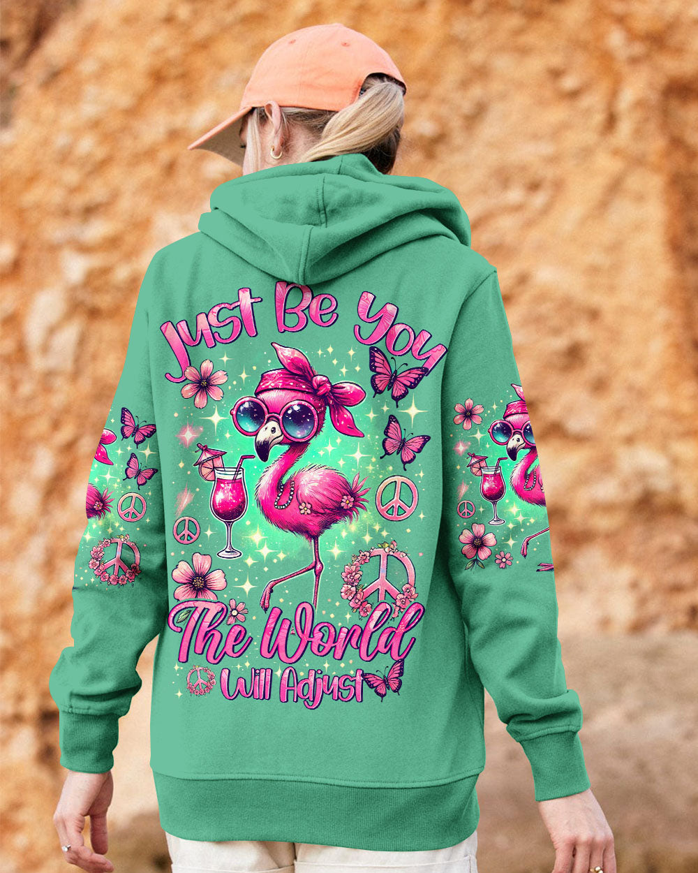 JUST BE YOU THE WORLD WILL ADJUST FLAMINGO ALL OVER PRINT - TYHI2006242
