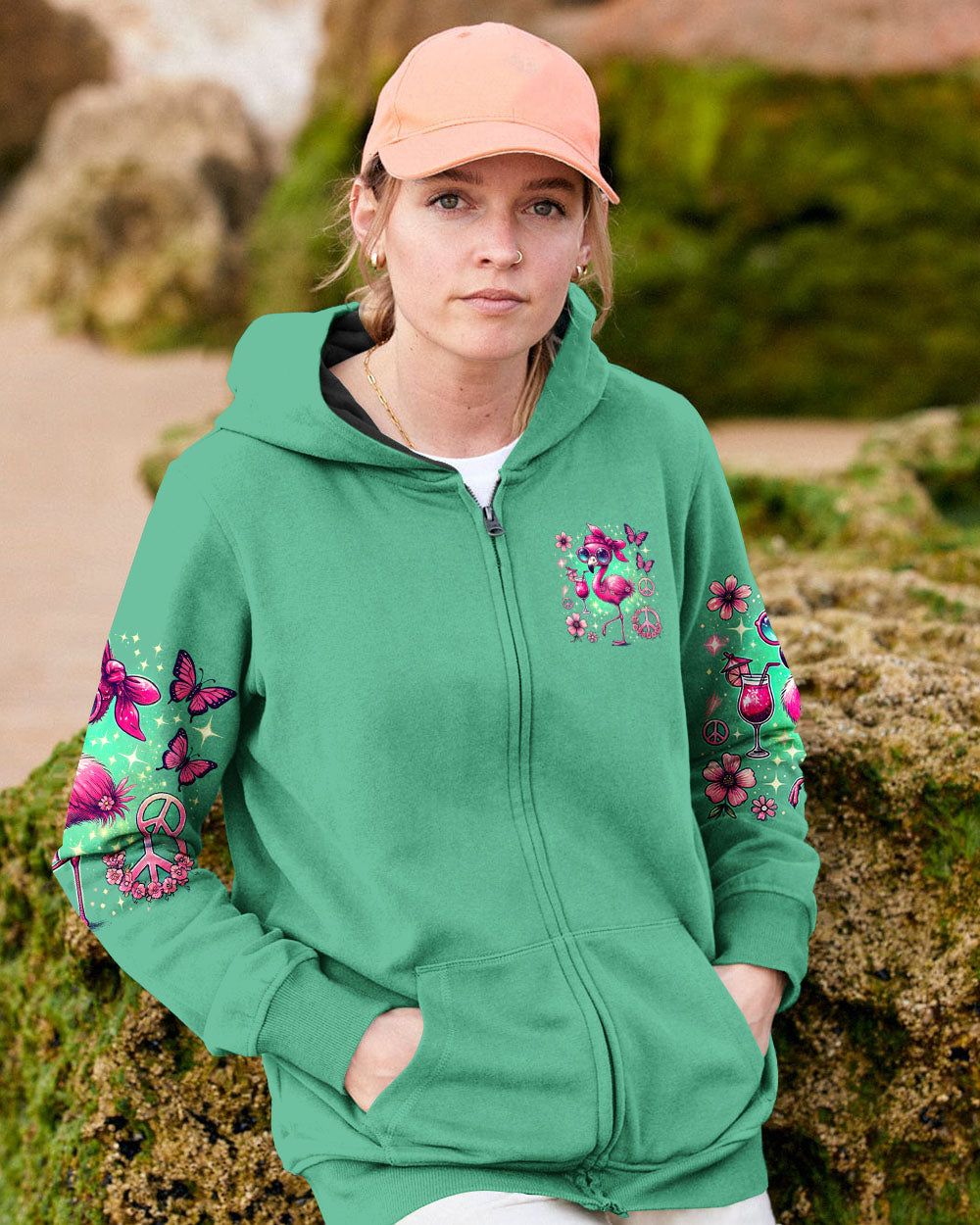 JUST BE YOU THE WORLD WILL ADJUST FLAMINGO ALL OVER PRINT - TYHI2006242
