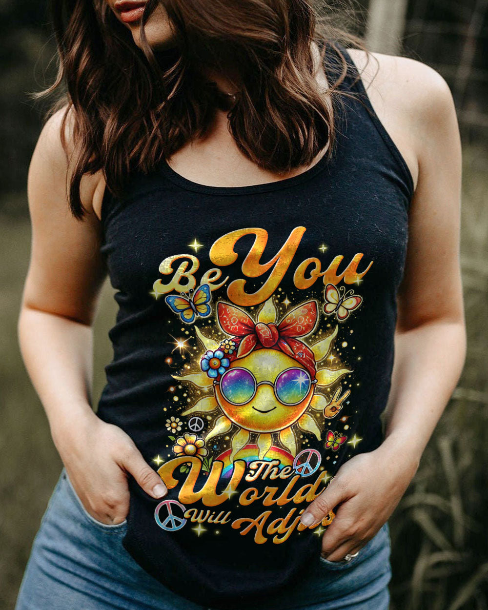 BE YOU THE WORLD WILL ADJUST HIPPIE SUN ALL OVER PRINT - TYHI2106242