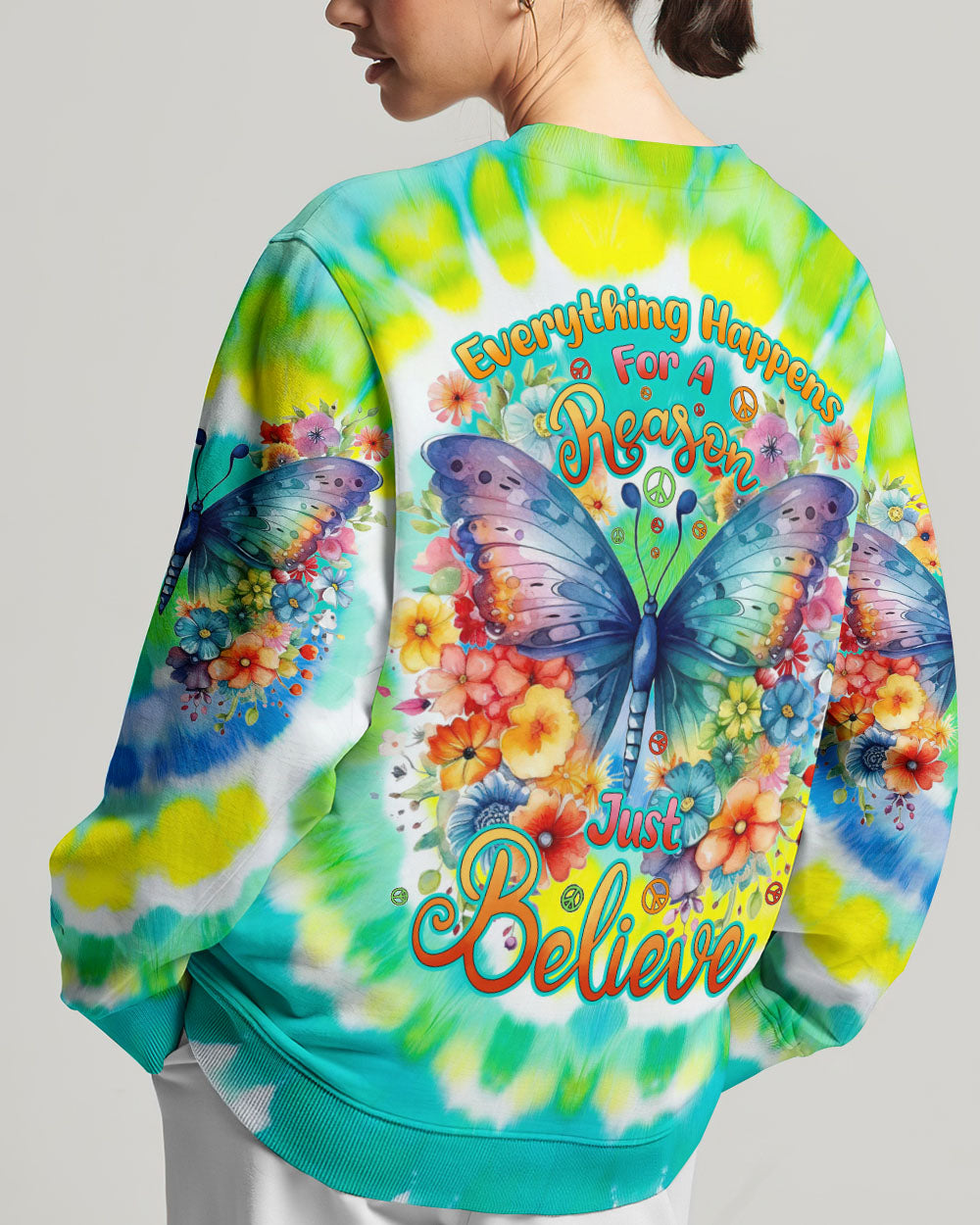 JUST BELIEVE BUTTERFLY TIE DYE ALL OVER PRINT - TYHI3105241