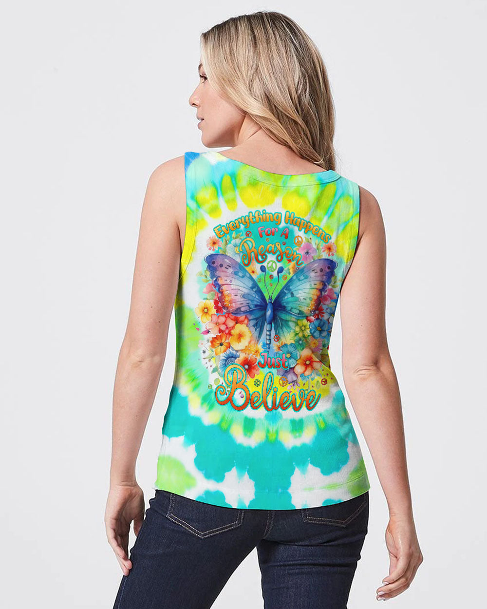 JUST BELIEVE BUTTERFLY TIE DYE ALL OVER PRINT - TYHI3105241