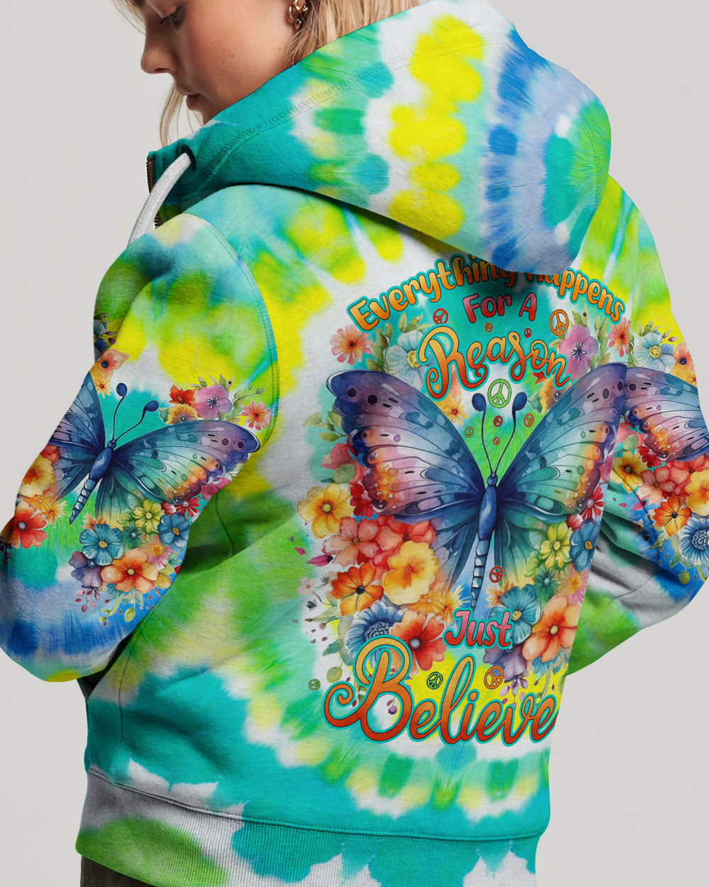 JUST BELIEVE BUTTERFLY TIE DYE ALL OVER PRINT - TYHI3105241