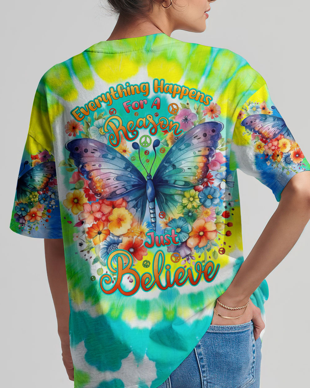 JUST BELIEVE BUTTERFLY TIE DYE ALL OVER PRINT - TYHI3105241