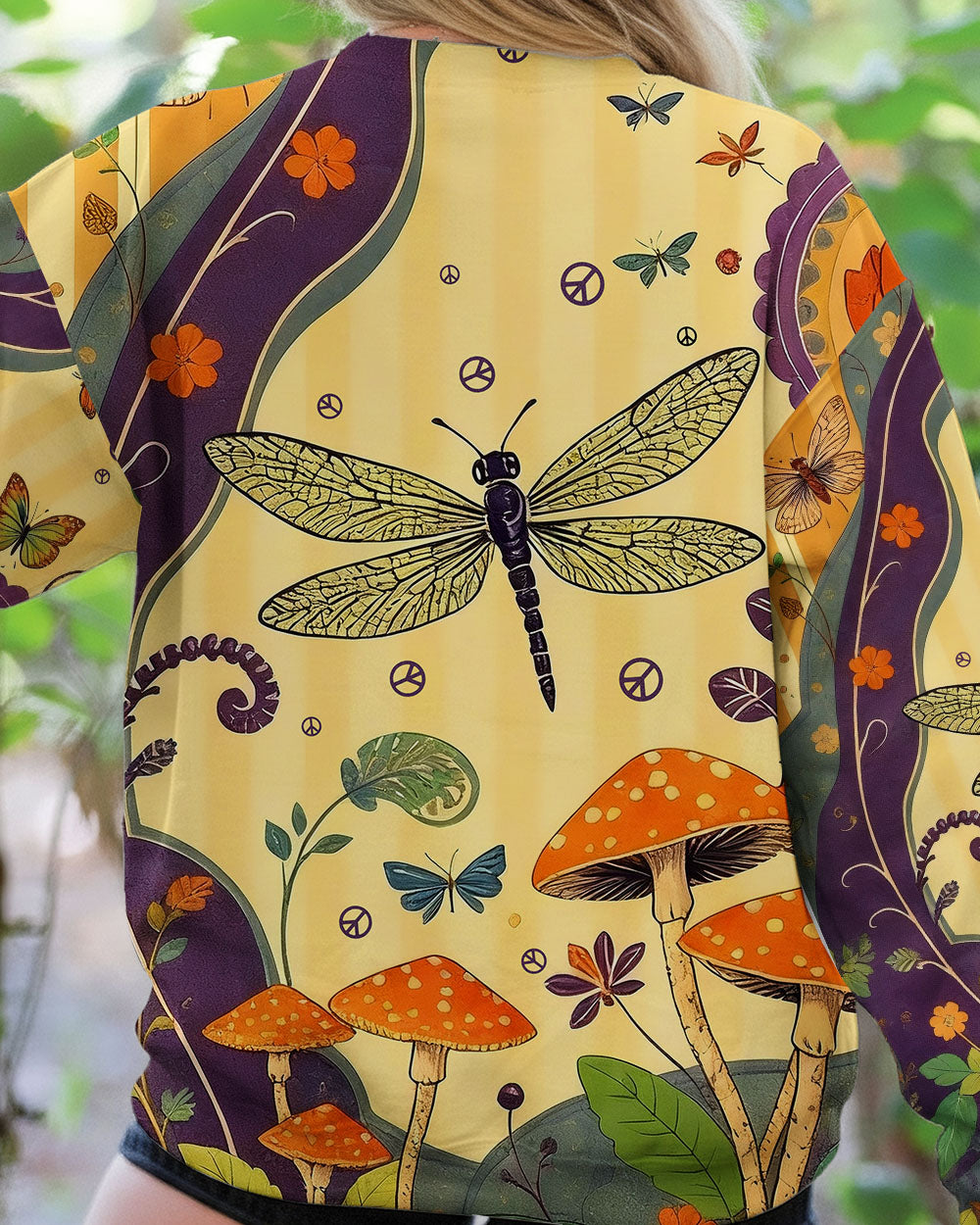 MUSHROOMS DRAGONFLIES ALL OVER PRINT - TYPQ0112252