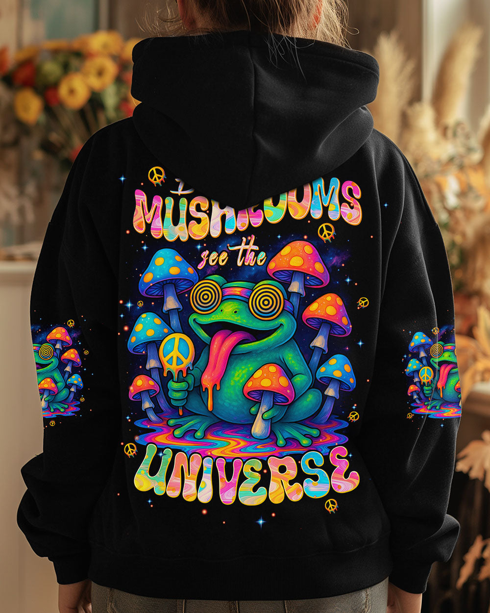 EAT MUSHROOMS SEE THE UNIVERSE FROG ALL OVER PRINT - TYPQ0306254