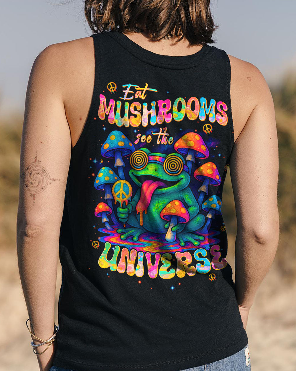 EAT MUSHROOMS SEE THE UNIVERSE FROG ALL OVER PRINT - TYPQ0306254