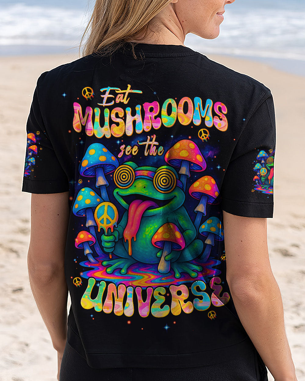 EAT MUSHROOMS SEE THE UNIVERSE FROG ALL OVER PRINT - TYPQ0306254