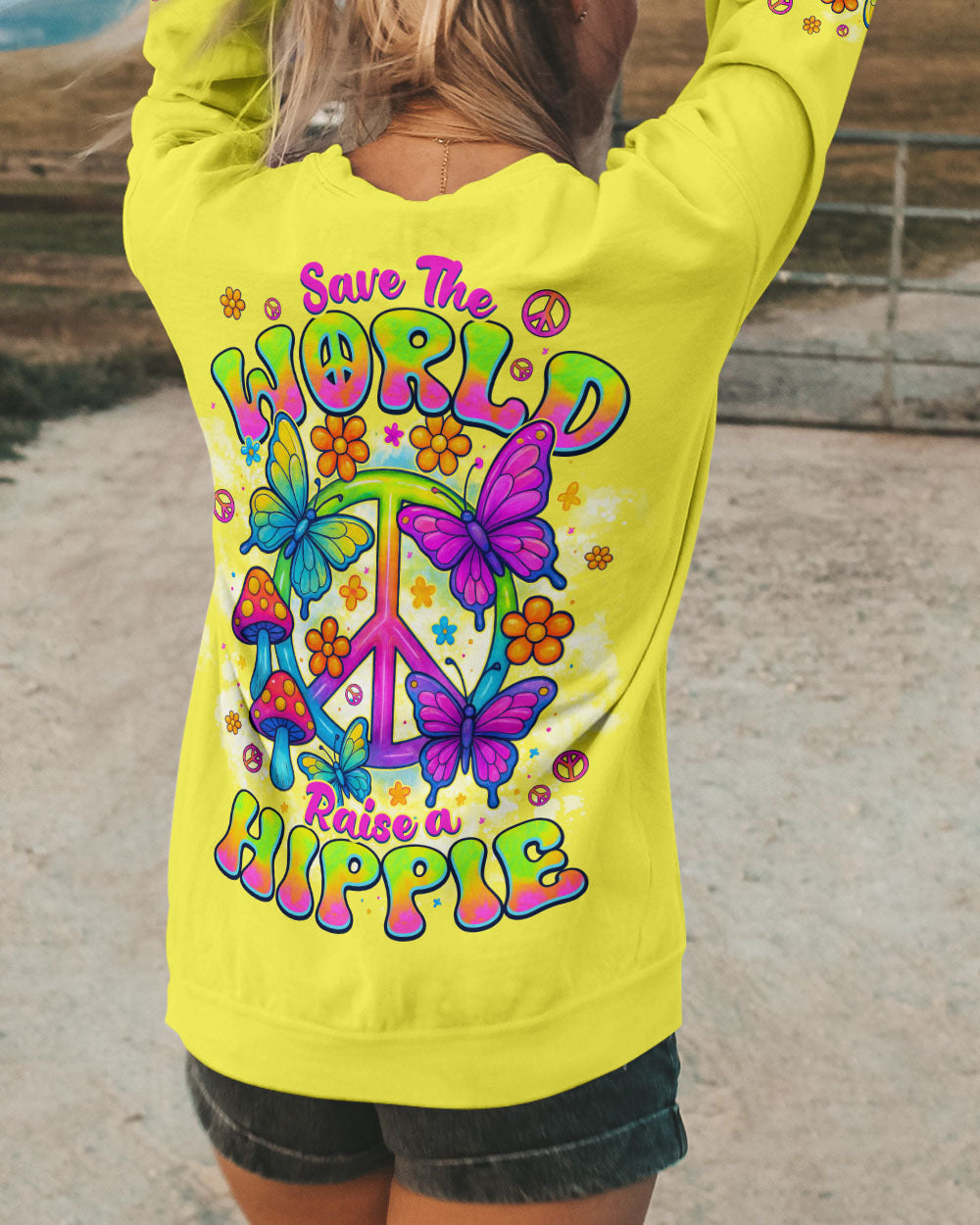 SAVE THE WORLD RAISE A HIPPIE ALL OVER PRINT - TYPQ0408252