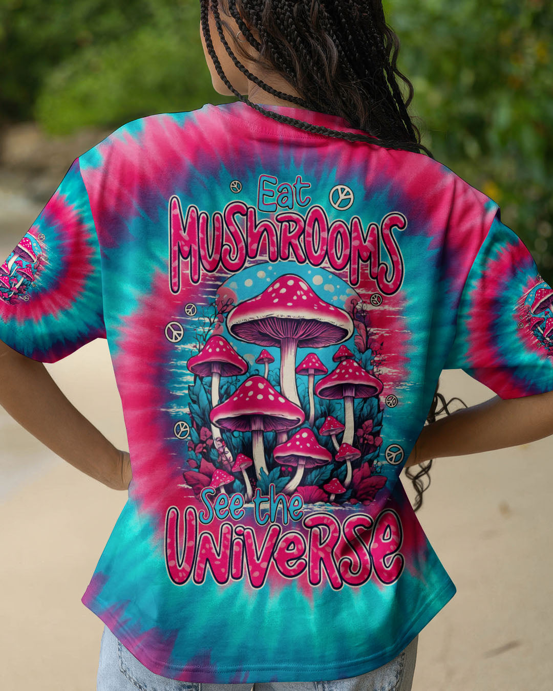 EAT MUSHROOMS SEE THE UNIVERSE TIE DYE ALL OVER PRINT - TYPQ0411251