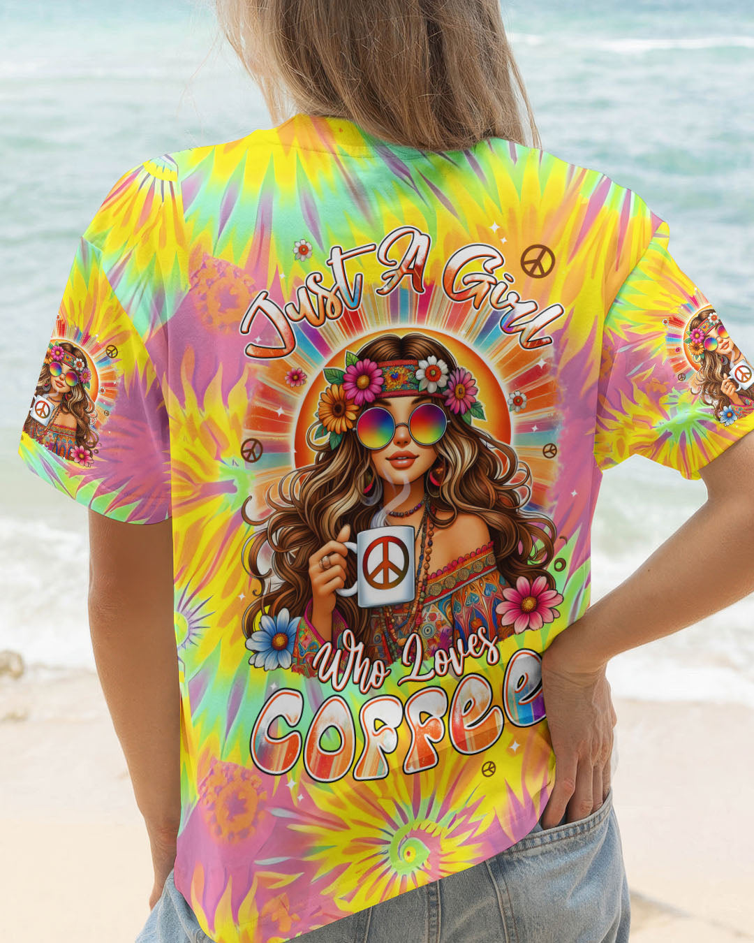 JUST A GIRL WHO LOVES COFFEE TIE DYE ALL OVER PRINT - TYPQ0506251