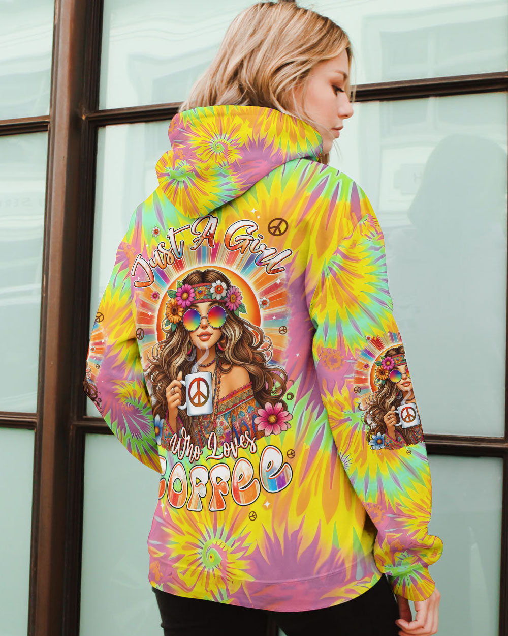 JUST A GIRL WHO LOVES COFFEE TIE DYE ALL OVER PRINT - TYPQ0506251