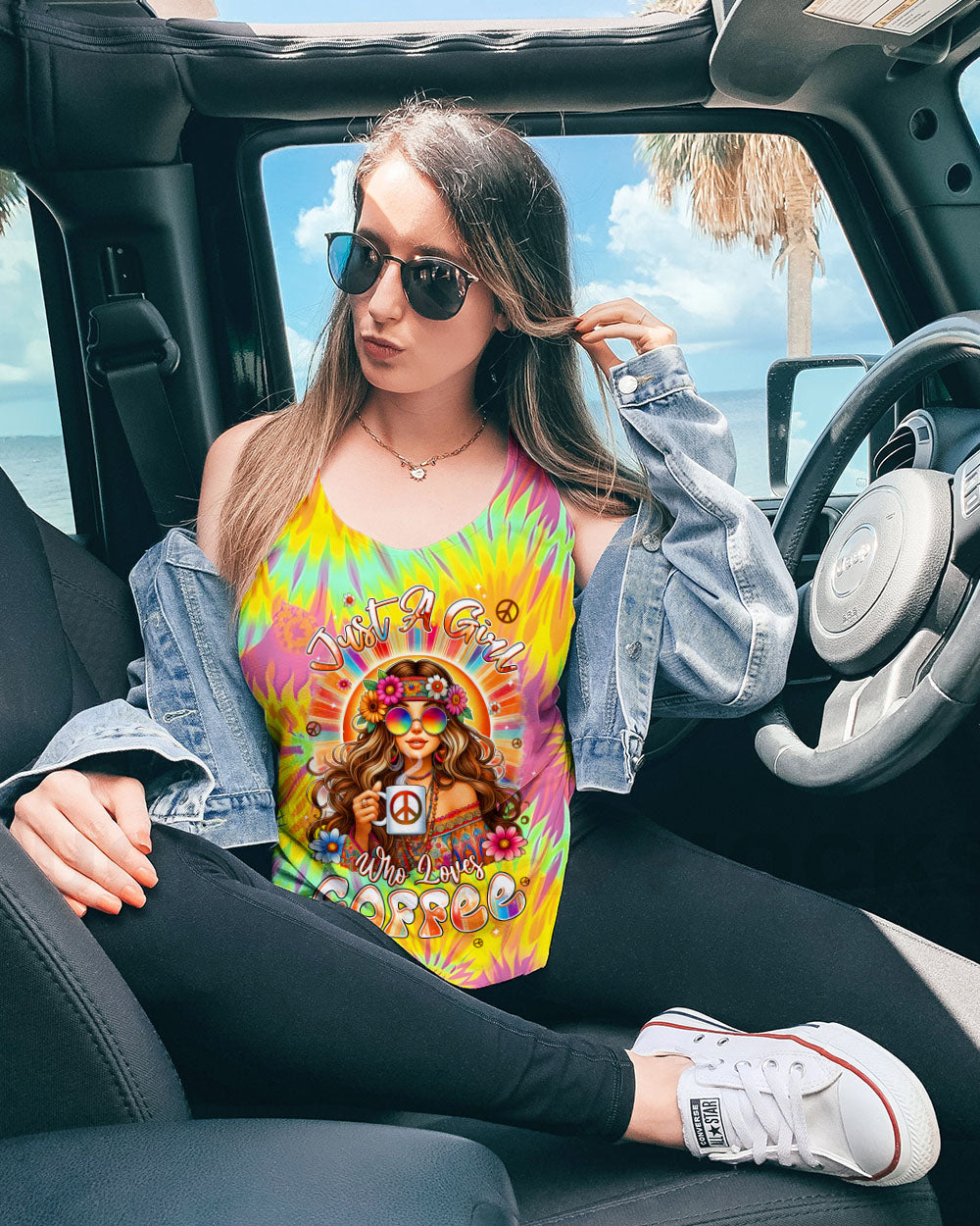 JUST A GIRL WHO LOVES COFFEE TIE DYE ALL OVER PRINT - TYPQ0506251