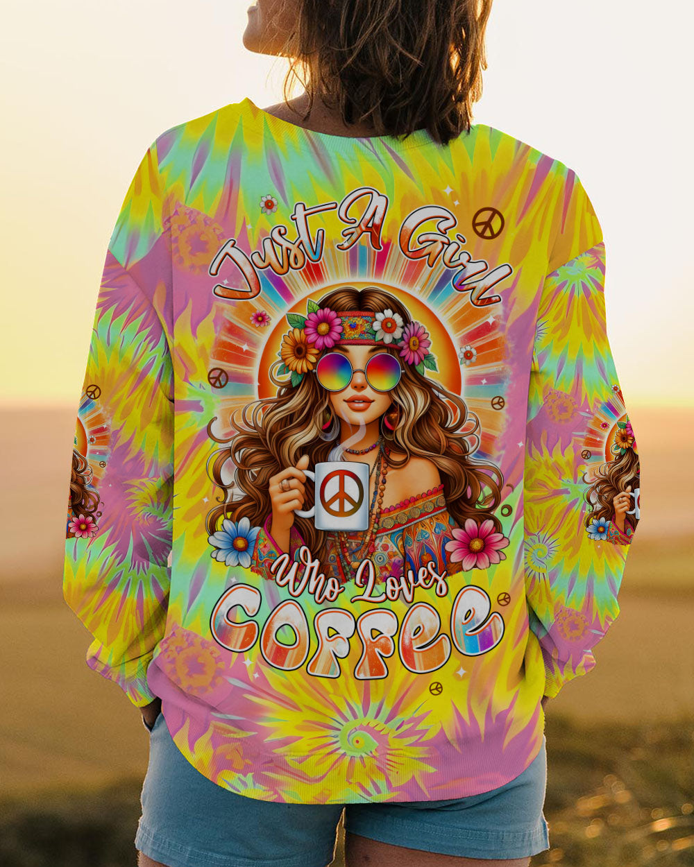 JUST A GIRL WHO LOVES COFFEE TIE DYE ALL OVER PRINT - TYPQ0506251