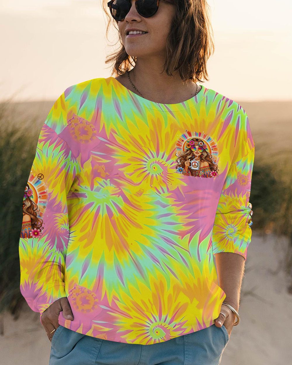 JUST A GIRL WHO LOVES COFFEE TIE DYE ALL OVER PRINT - TYPQ0506251