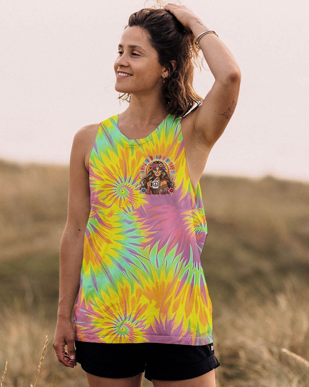 JUST A GIRL WHO LOVES COFFEE TIE DYE ALL OVER PRINT - TYPQ0506251