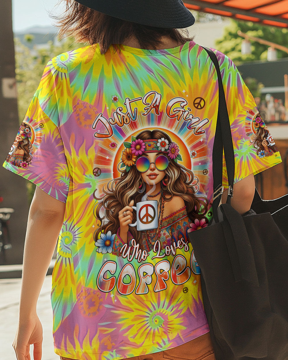 JUST A GIRL WHO LOVES COFFEE TIE DYE ALL OVER PRINT - TYPQ0506251
