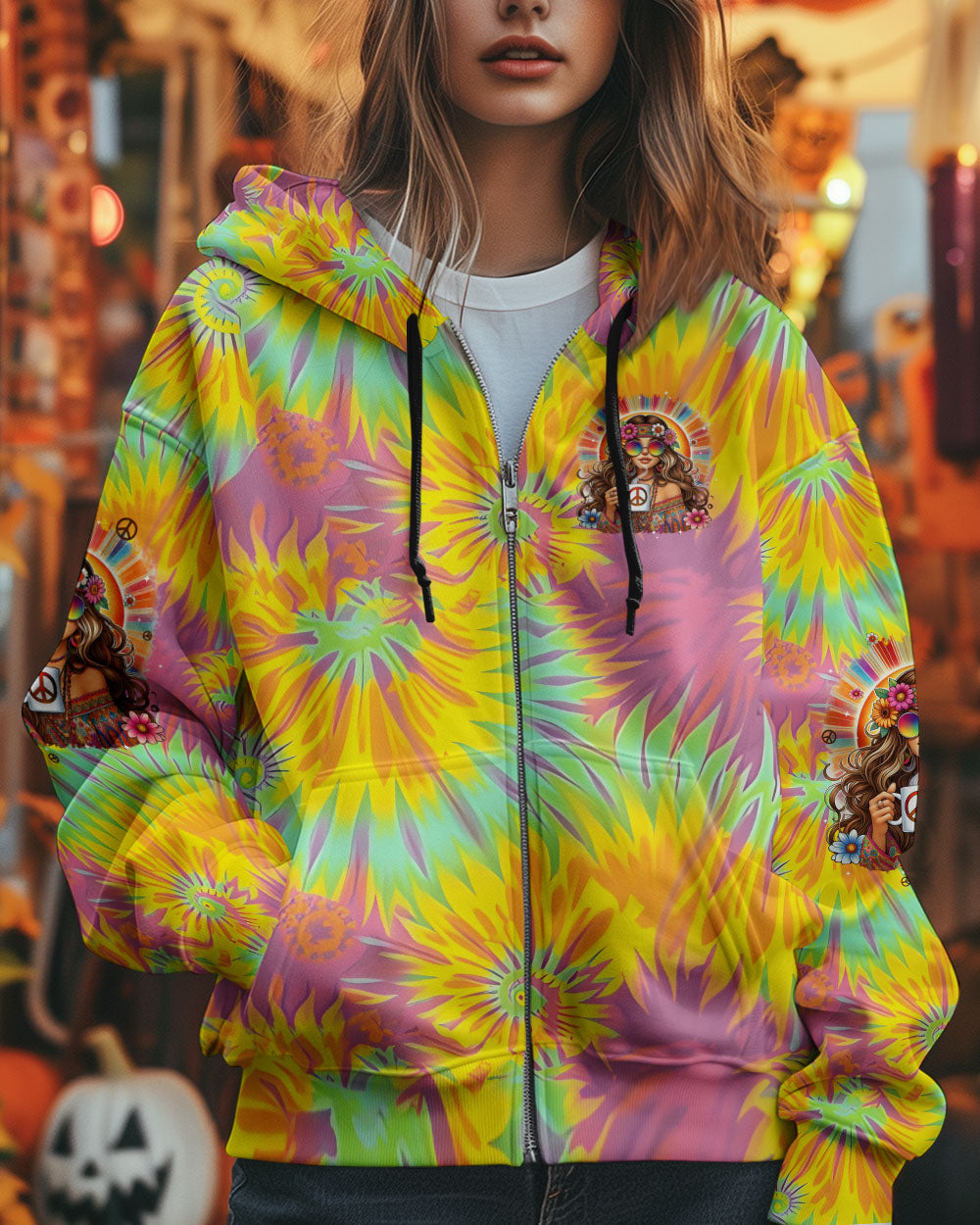 JUST A GIRL WHO LOVES COFFEE TIE DYE ALL OVER PRINT - TYPQ0506251