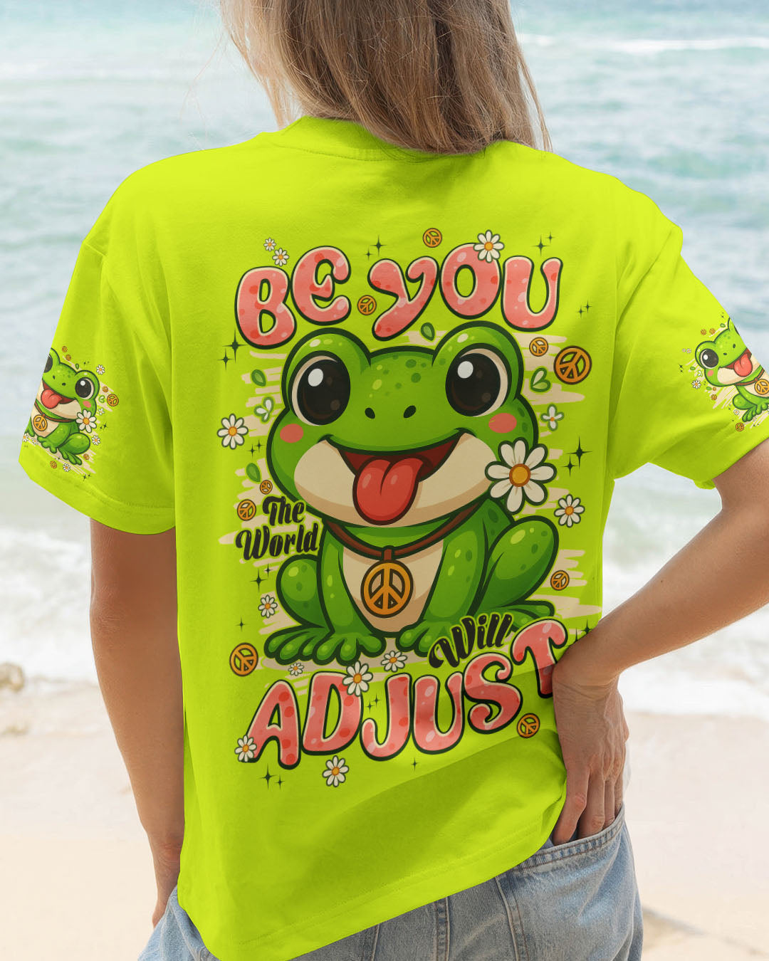 BE YOU THE WORLD WILL ADJUST FROG HIPPIE ALL OVER PRINT - TYPQ0808253