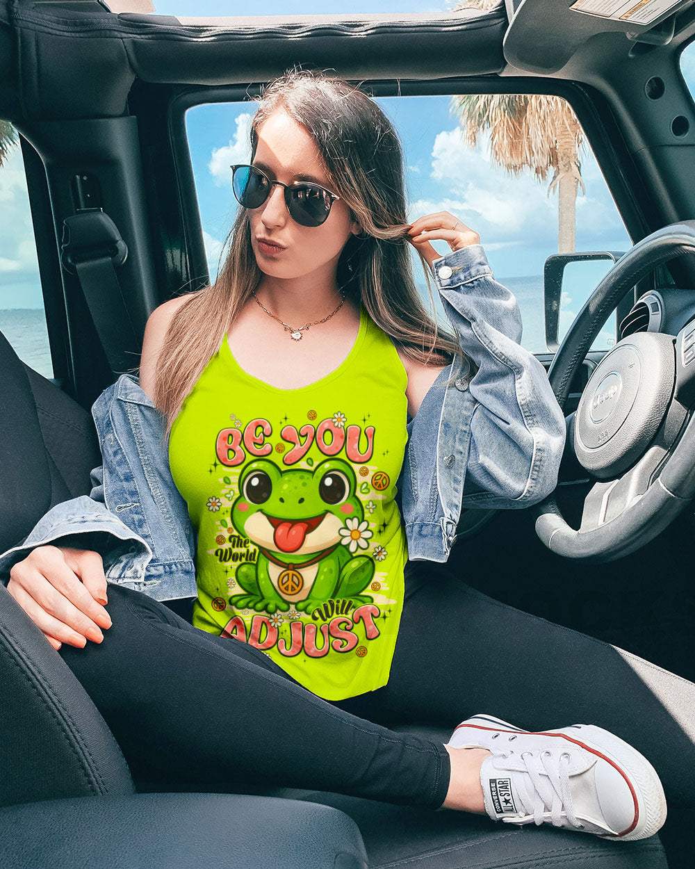 BE YOU THE WORLD WILL ADJUST FROG HIPPIE ALL OVER PRINT - TYPQ0808253