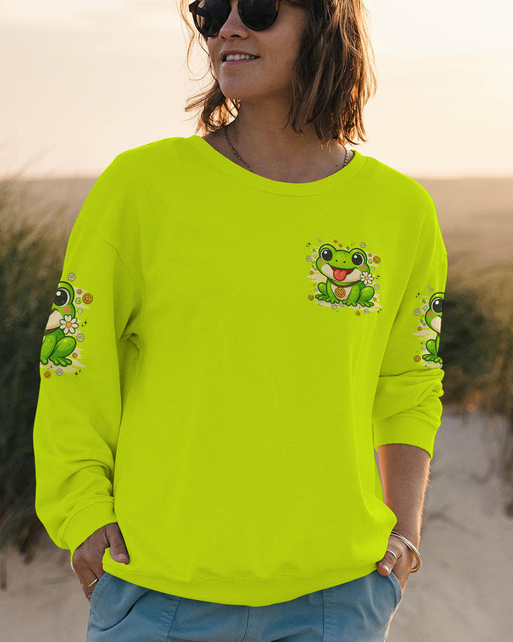 BE YOU THE WORLD WILL ADJUST FROG HIPPIE ALL OVER PRINT - TYPQ0808253
