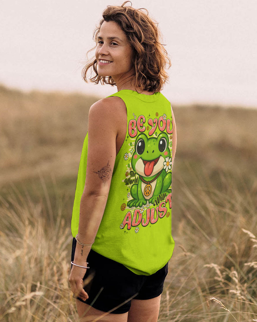 BE YOU THE WORLD WILL ADJUST FROG HIPPIE ALL OVER PRINT - TYPQ0808253