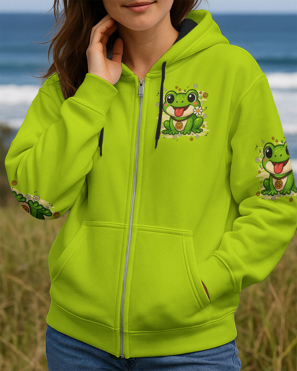 BE YOU THE WORLD WILL ADJUST FROG HIPPIE ALL OVER PRINT - TYPQ0808253