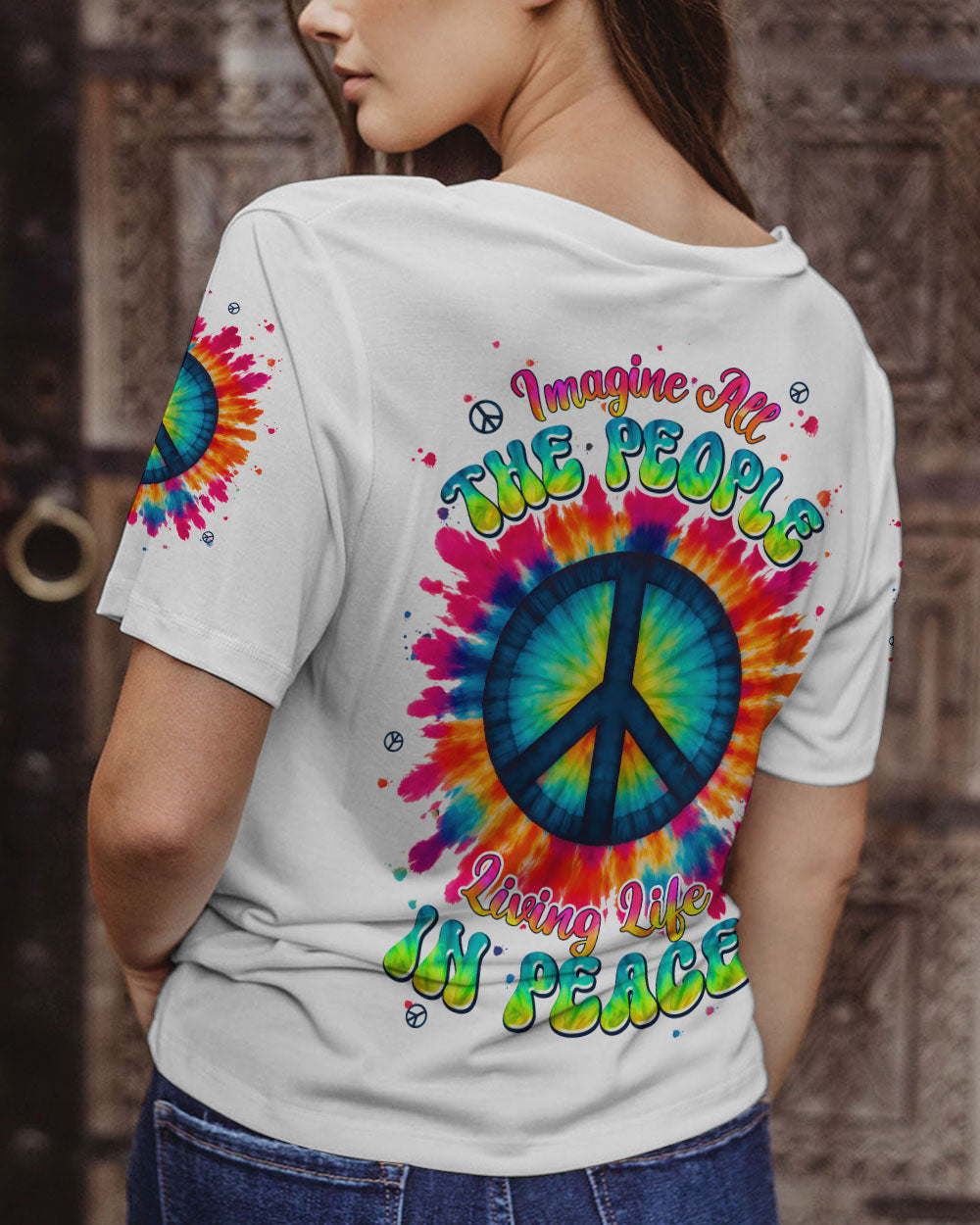 IMAGINE ALL THE PEOPLE LIVING LIFE IN PEACE TIE DYE ALL OVER PRINT - TYPQ0906251