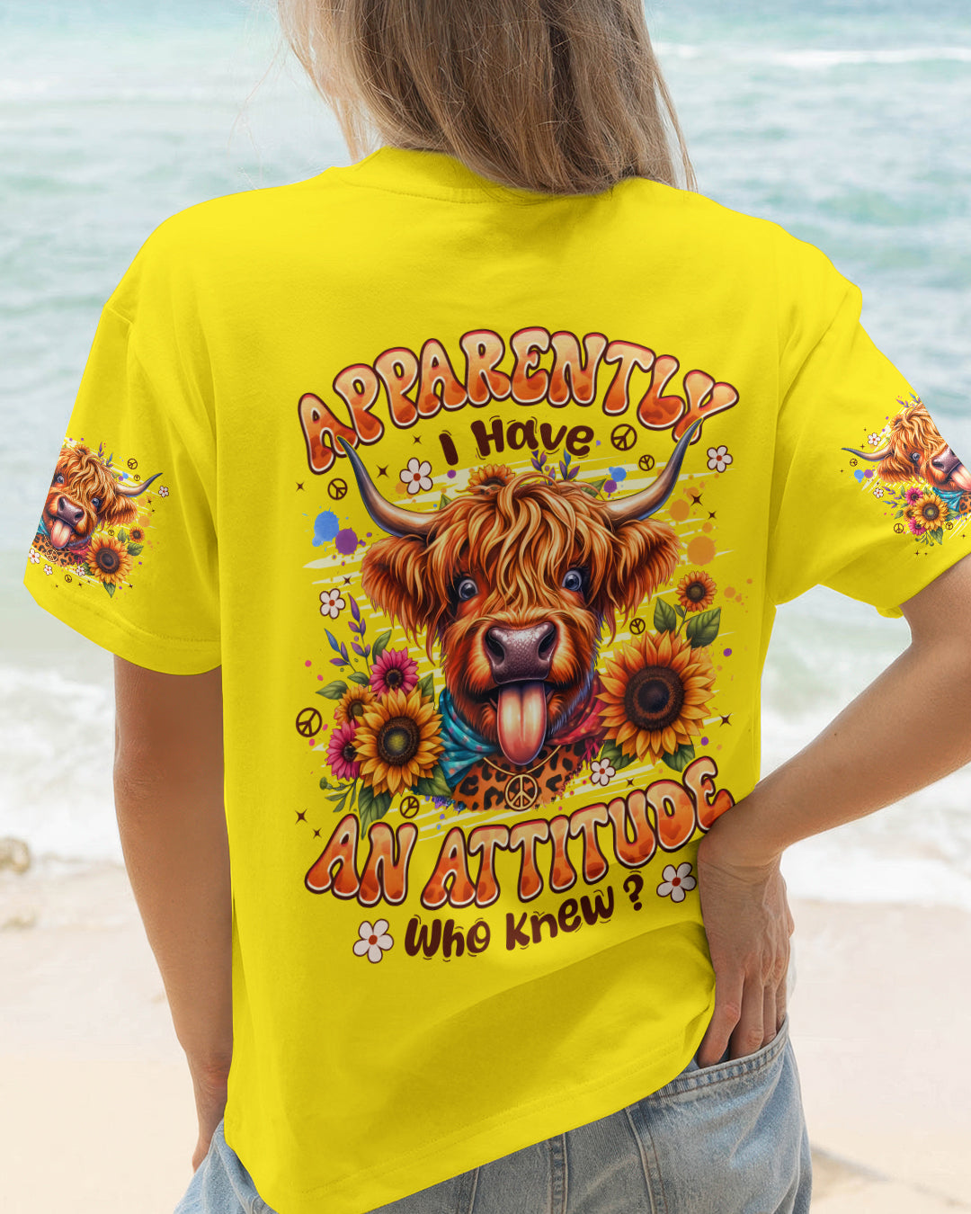 APPARENTLY I HAVE AN ATTITUDE WHO KNEW COW ALL OVER PRINT - TYPQ0912251