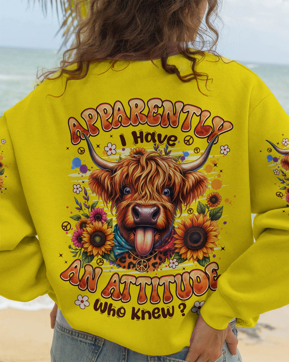 APPARENTLY I HAVE AN ATTITUDE WHO KNEW COW ALL OVER PRINT - TYPQ0912251