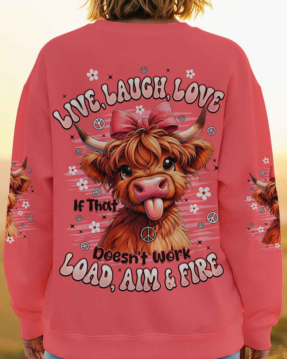 LIVE LAUGH LOVE COW ALL OVER PRINT - TYPQ0912252