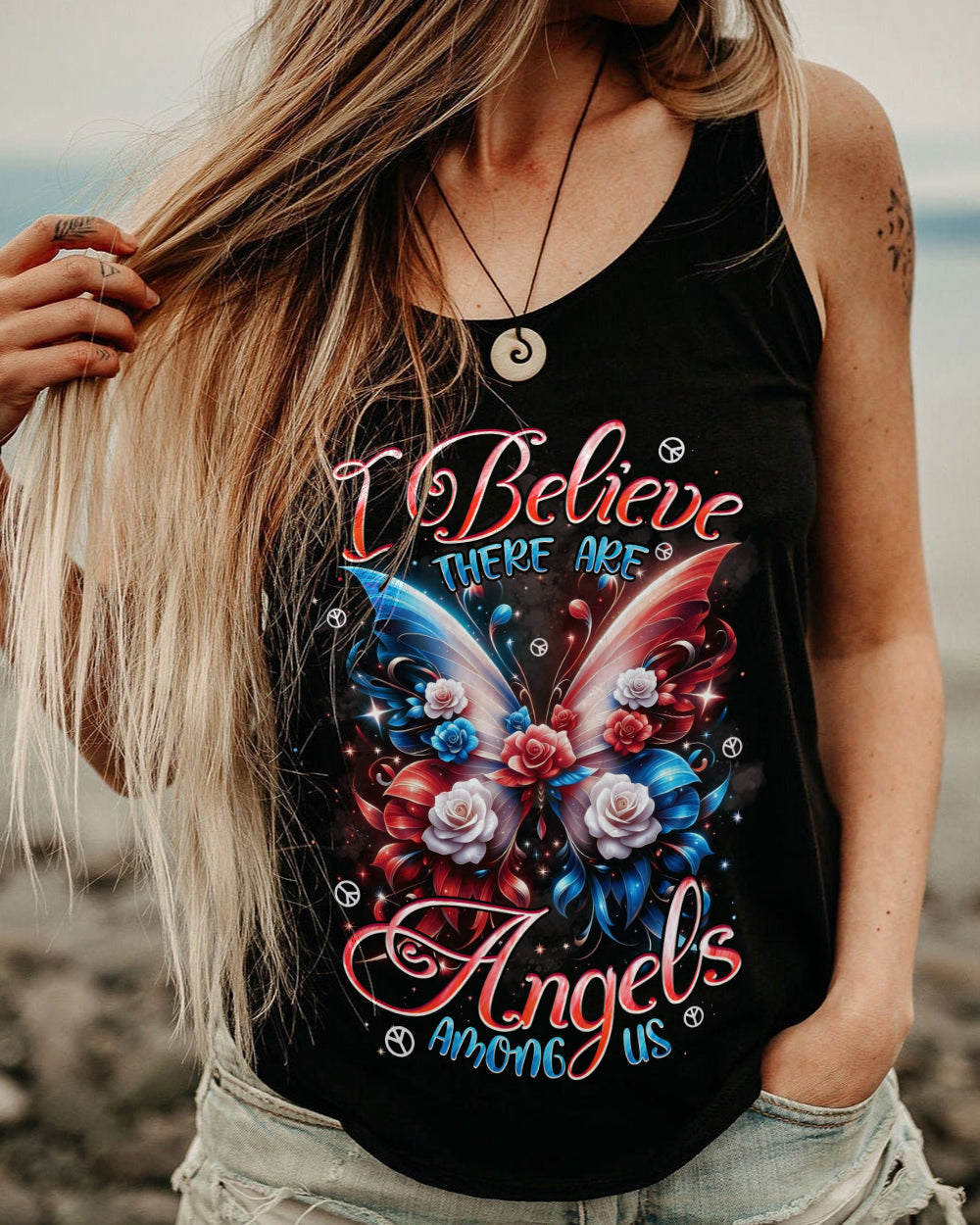 I BELIEVE THERE ARE ANGELS AMONG US BUTTERFLY ALL OVER PRINT - TYPQ1001261
