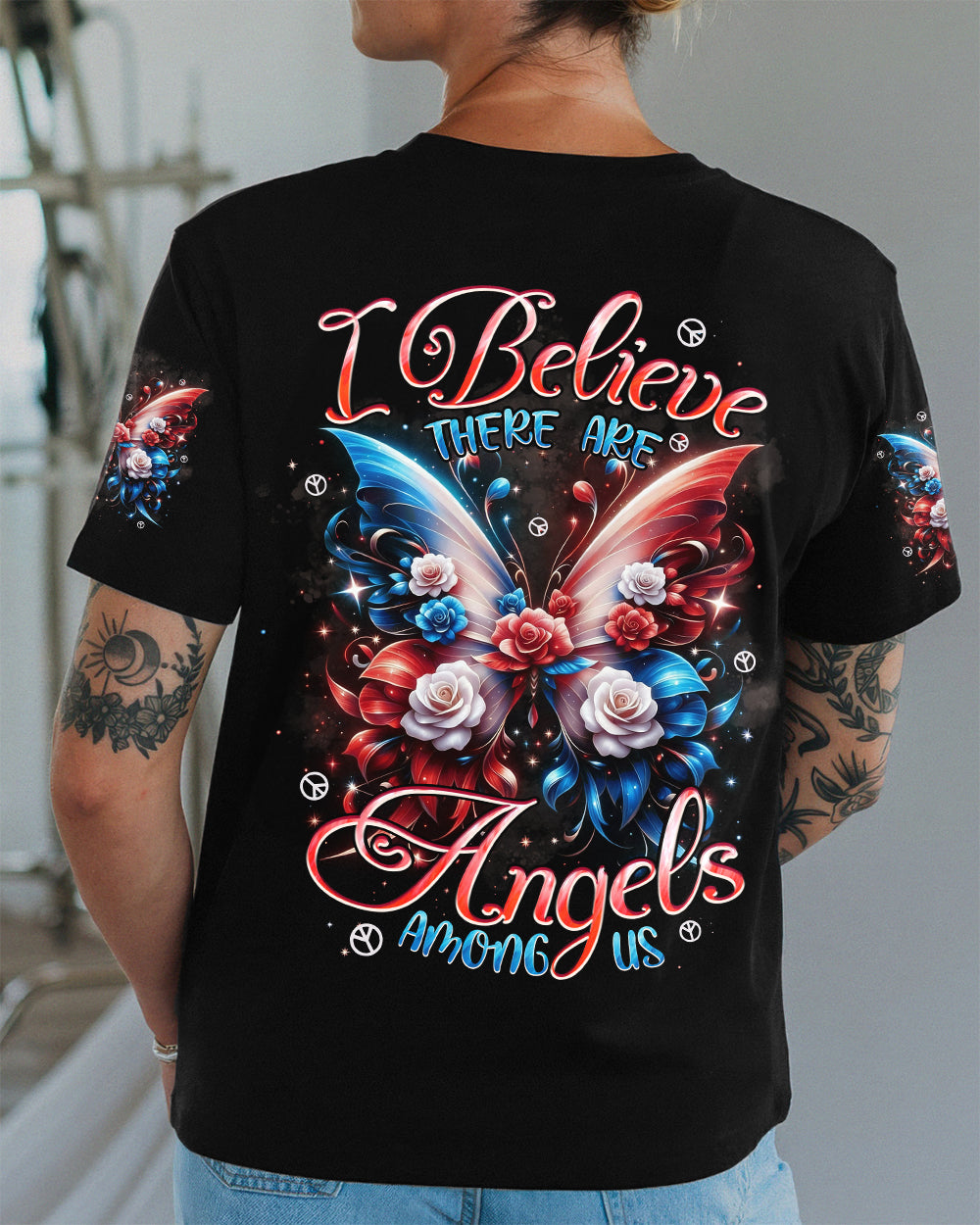 I BELIEVE THERE ARE ANGELS AMONG US BUTTERFLY ALL OVER PRINT - TYPQ1001261