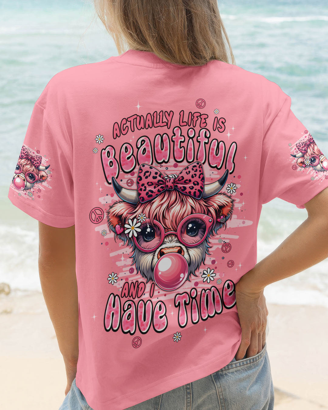 ACTUALLY LIFE IS BEAUTIFUL AND I HAVE TIME COW HIPPIE ALL OVER PRINT - TYPQ1107251