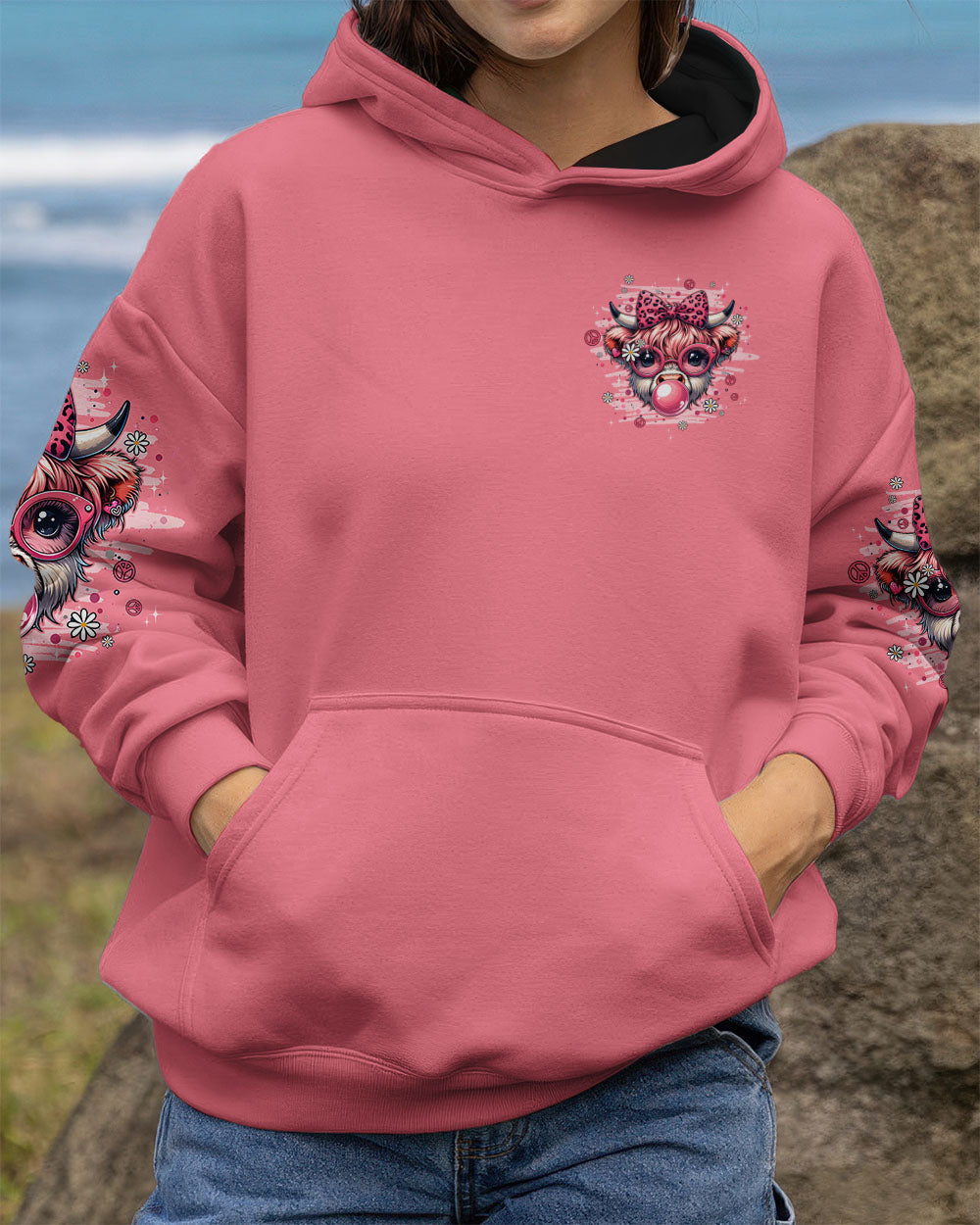 ACTUALLY LIFE IS BEAUTIFUL AND I HAVE TIME COW HIPPIE ALL OVER PRINT - TYPQ1107251