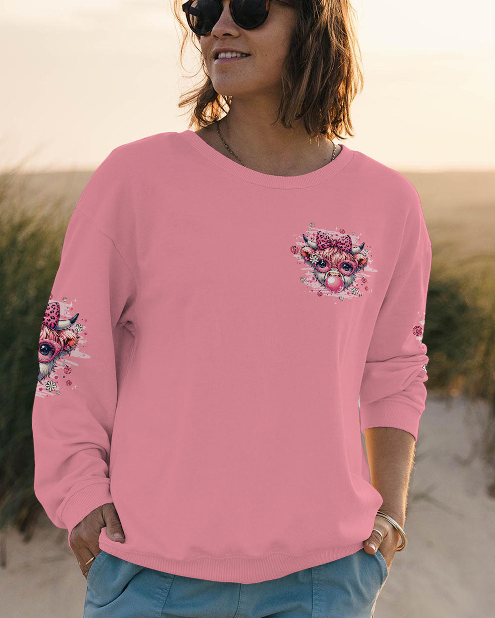 ACTUALLY LIFE IS BEAUTIFUL AND I HAVE TIME COW HIPPIE ALL OVER PRINT - TYPQ1107251