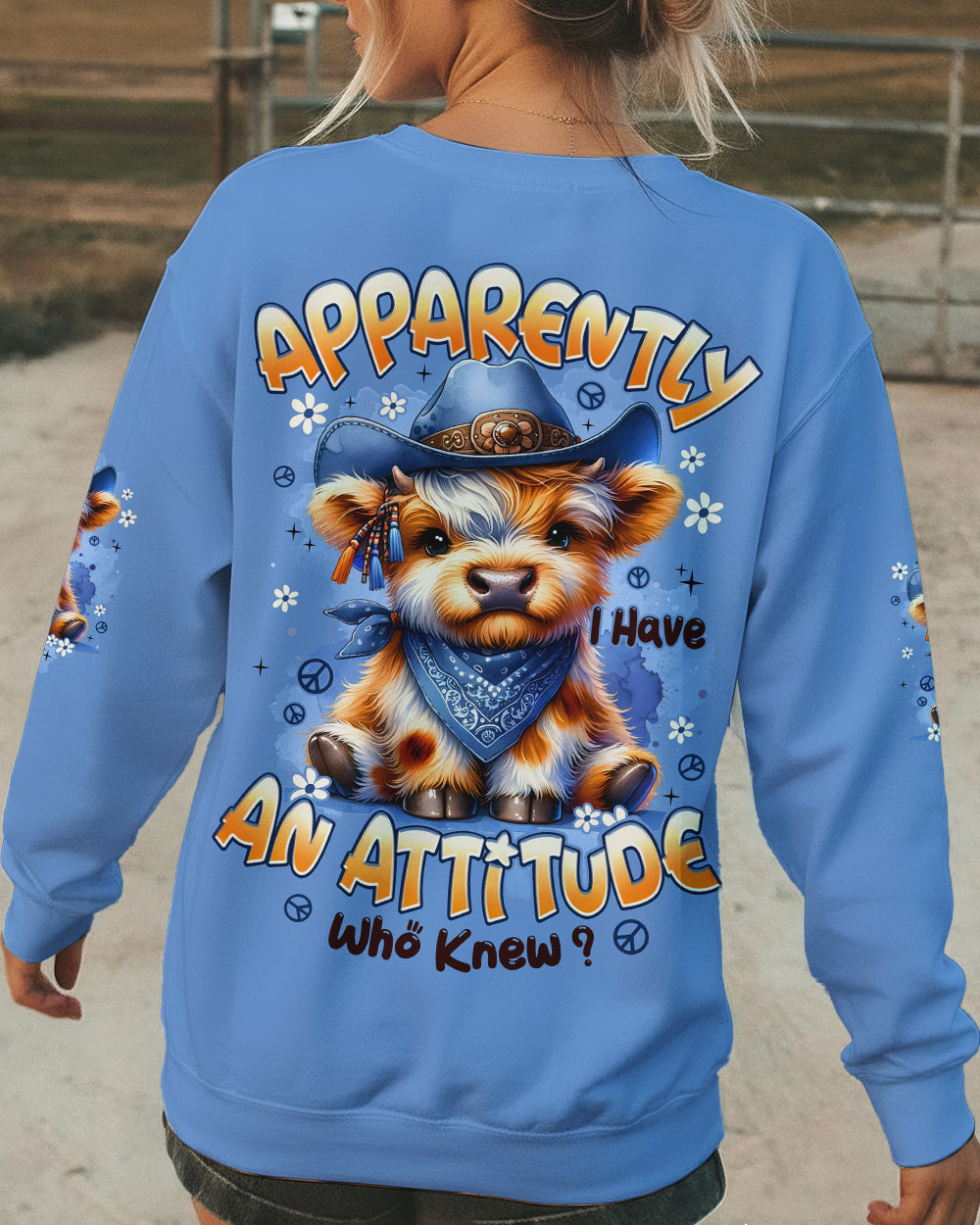 APPARENTLY I HAVE AN ATTITUDE WHO KNEW COW ALL OVER PRINT - TYPQ1112251