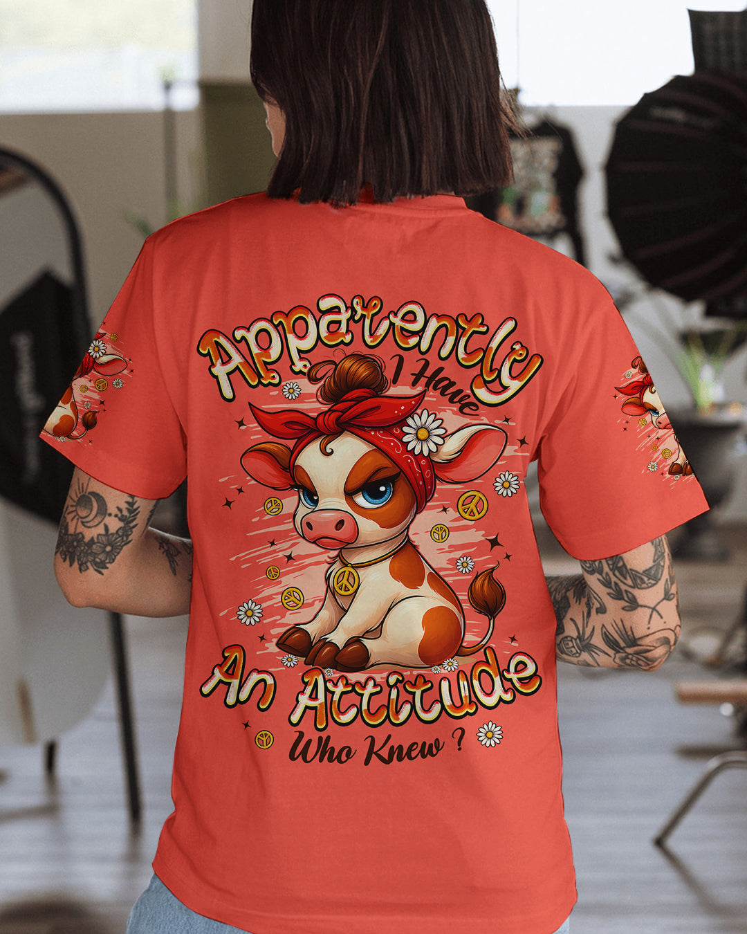 APPARENTLY I HAVE AN ATTITUDE WHO KNEW COW ALL OVER PRINT - TYPQ1212252